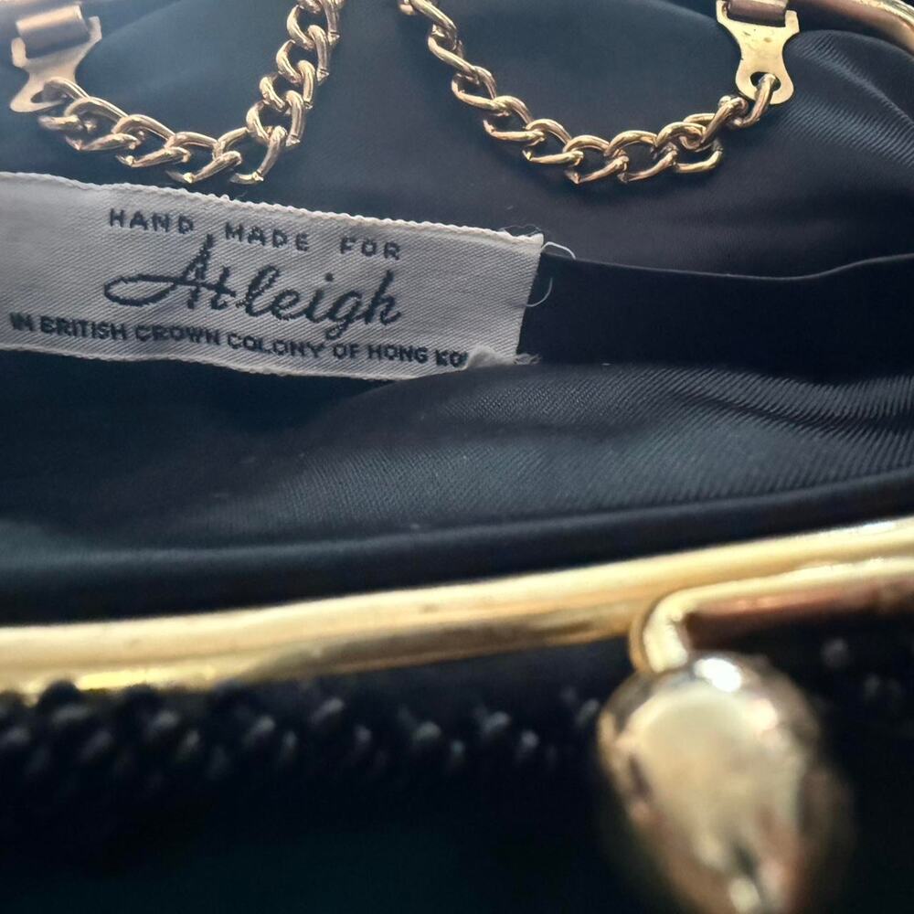 Black beaded and sequin vintage clutch bag Made in Hong Kong for Atleigh‎ purse - Picture 6 of 6